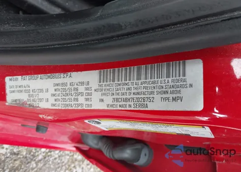 2014 Fiat 500L Easy from USA, damaged, VIN ZFBCFABH7EZ026752